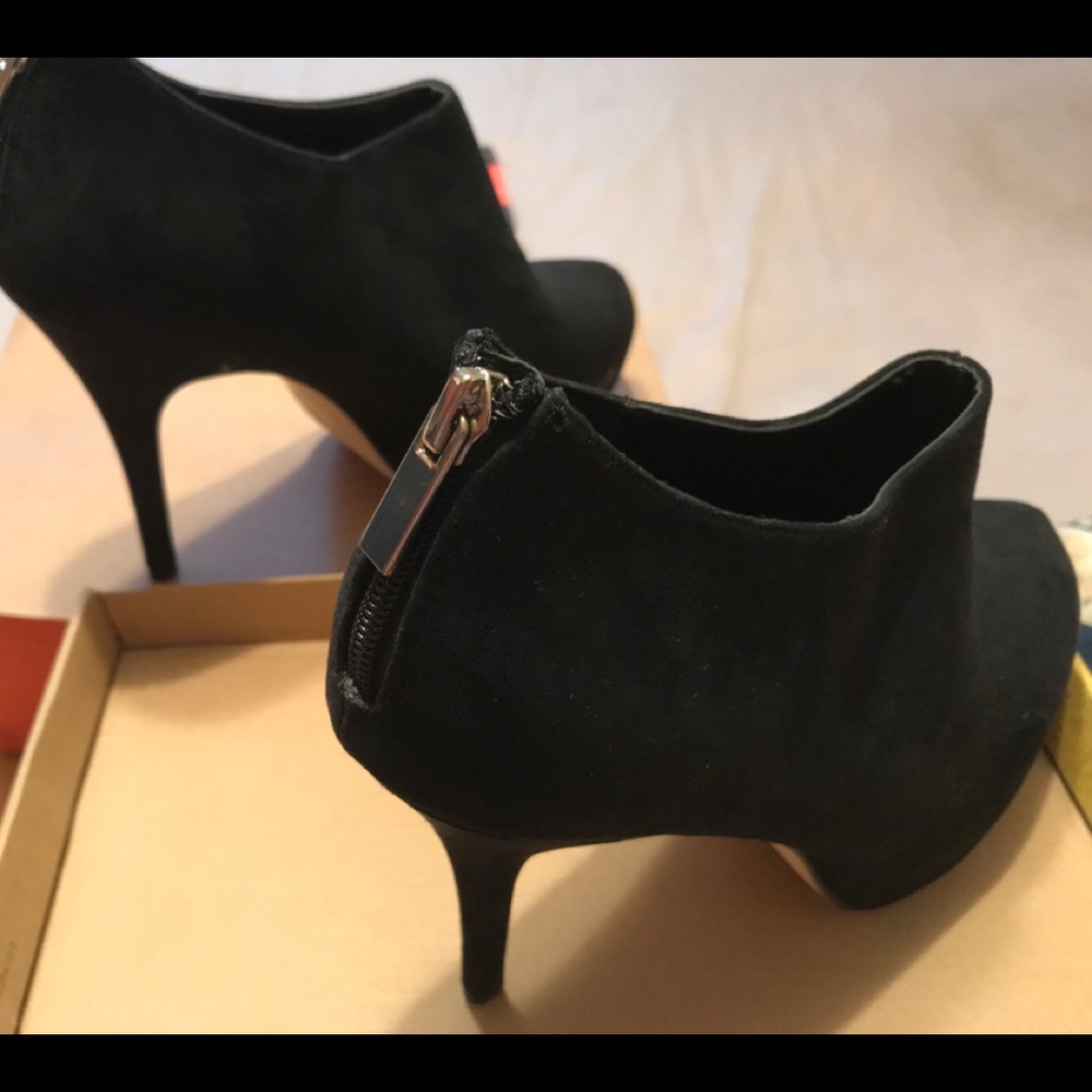 Mix #6 platform Booties black suede-like  material